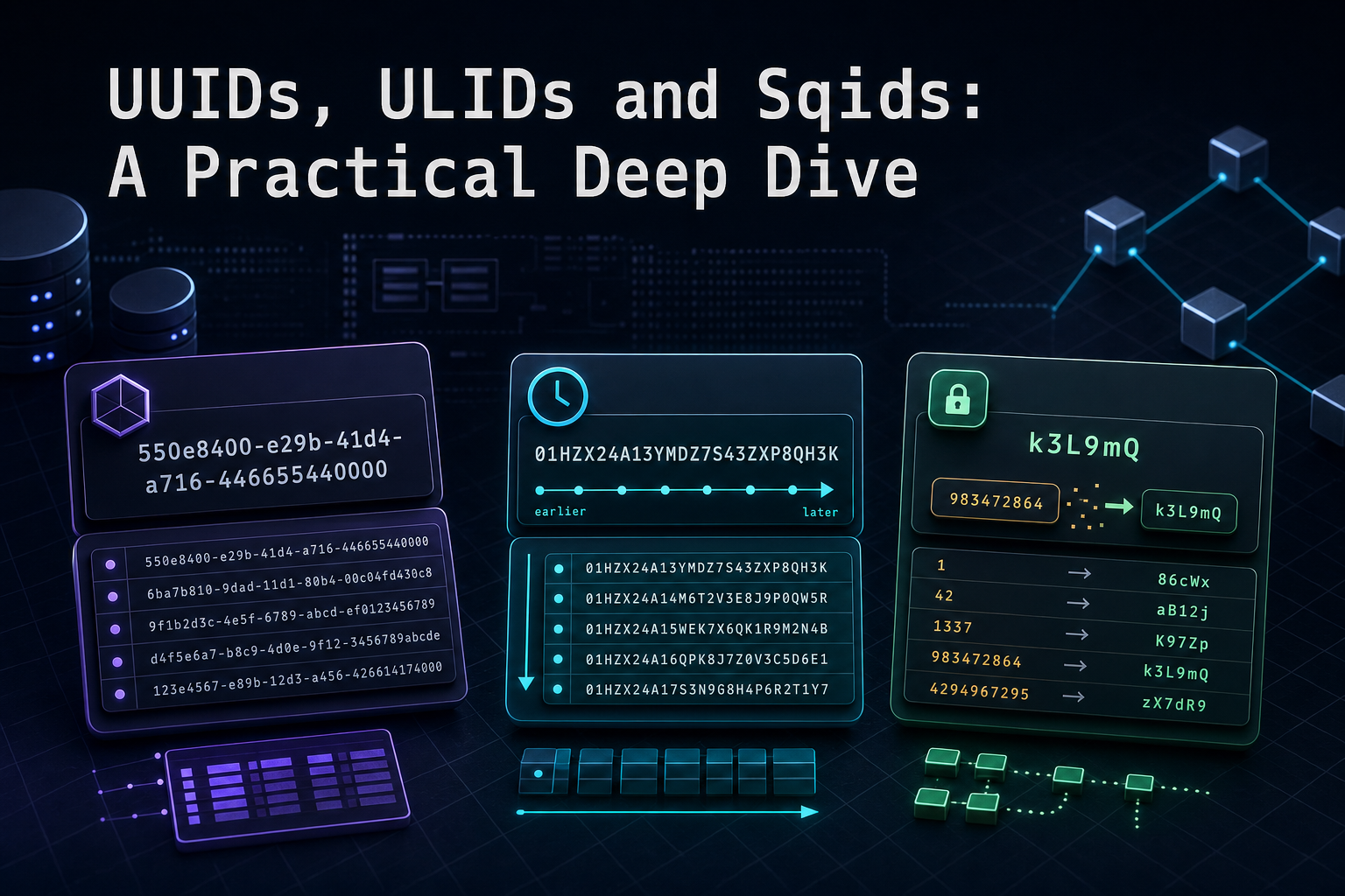 UUIDs, ULIDs and Sqids: A Practical Deep Dive